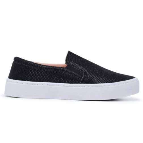 Tênis Slip On com detalhes em Glitter e solado antiderrapante