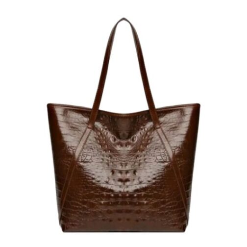 Bolsa de ombro grande com estampa de jacaré