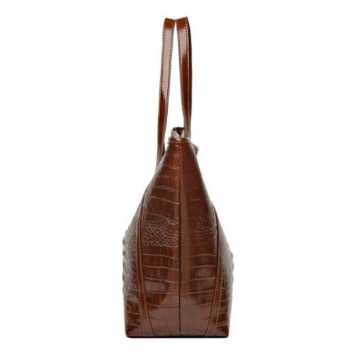 Bolsa de ombro grande com estampa de jacaré