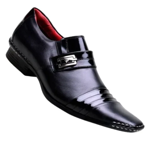 Sapato Social Artesanal com Costura Manual e Verniz Preto