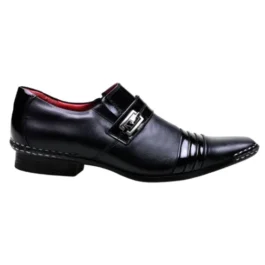 Sapato Social em Verniz Preto com Costura Manual