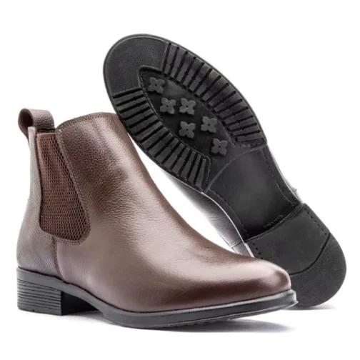 Bota feminina em Couro Chelsea