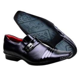 Sapato Social em Verniz Preto com Costura Manual